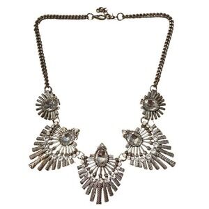 Boho Silver Tone Bib Statement Necklace